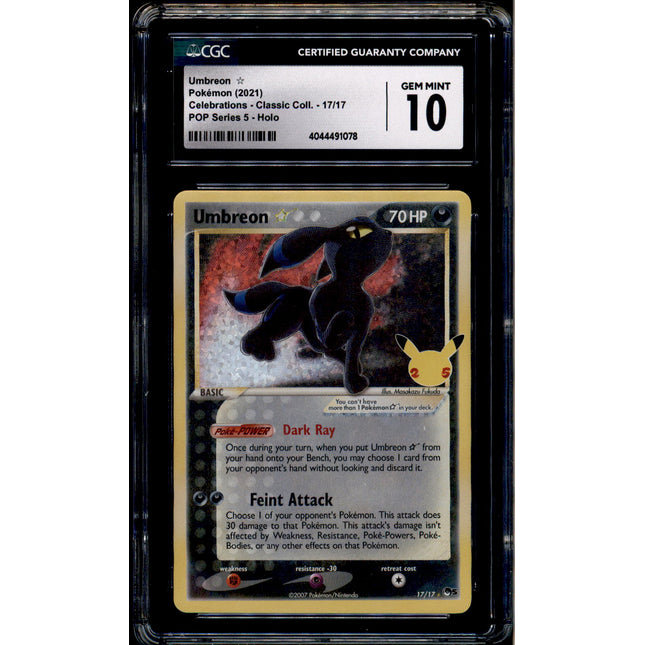 Umbreon Star - 17/17 - CGC 10 - Ultra Rare - Celebrations - Pokemon - 91078