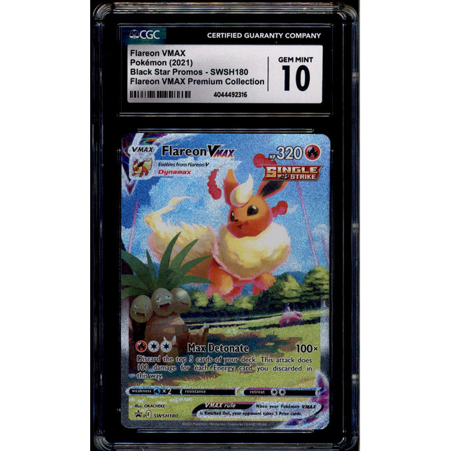 Flareon Vmax - SWSH180 - CGC 10 - Alt Art - Promo - Pokemon - 92316