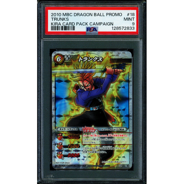 Trunks - DB 18 - PSA 9 - Kira Card Pack - Japanese - Carddass - One Piece - 72833