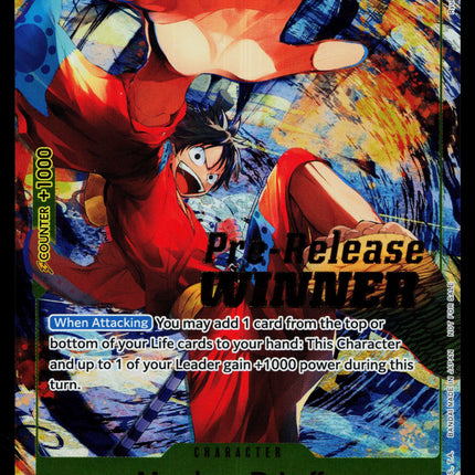 Monkey D Luffy - P-036 - NM - Pre-release Winner - Promo - One Piece - OP1-12