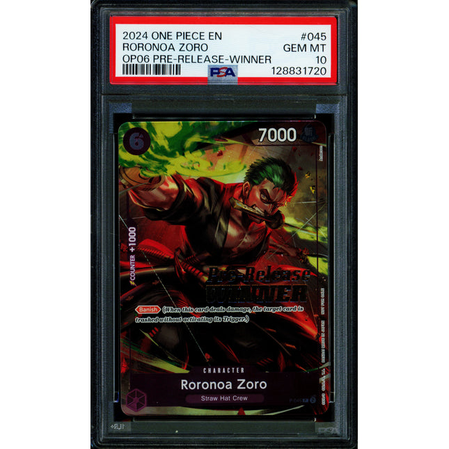 Roronoa Zoro - P-045 - PSA 10 - Pre-Release Winner - English - One Piece - 128