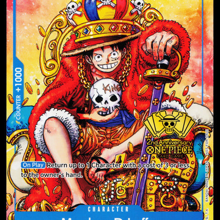 Monkey D Luffy - P-043 - NM - 2nd Anniversary - Promo - One Piece - OP-3-37