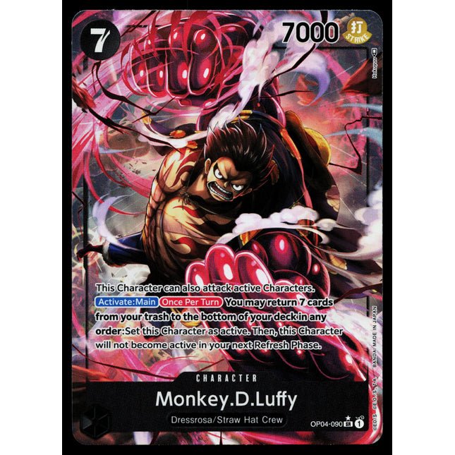 Monkey D Luffy - OP04-090 - NM - Super Rare - Alternate Art - One Piece - OP1-38