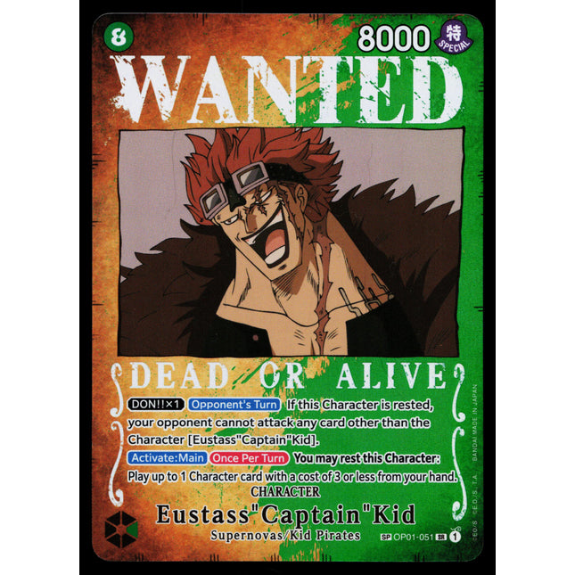 Eustass Captain Kid - OP01-051 - NM - Wanted Parallel - Alternate Art - One Piece - OP1-21