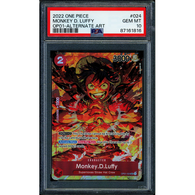 Monkey D Luffy - OP01-024 - PSA 10 - Alt Art - OP01 - One Piece - 61816