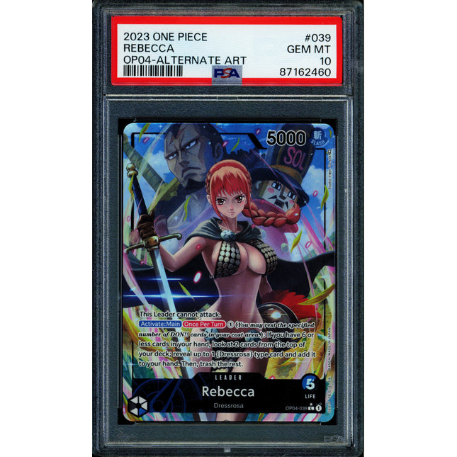 Rebecca - OP04-039 - PSA 10 - Alt Art - English - One Piece - 624 Squeaks Game World Rebecca - OP04-039 - PSA 10 - Alt Art - English - One Piece - 624 Squeaks Game World