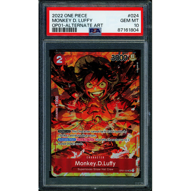 Monkey D Luffy - OP01-024 - PSA 10 - Alt Art - OP01 - One Piece - 61804