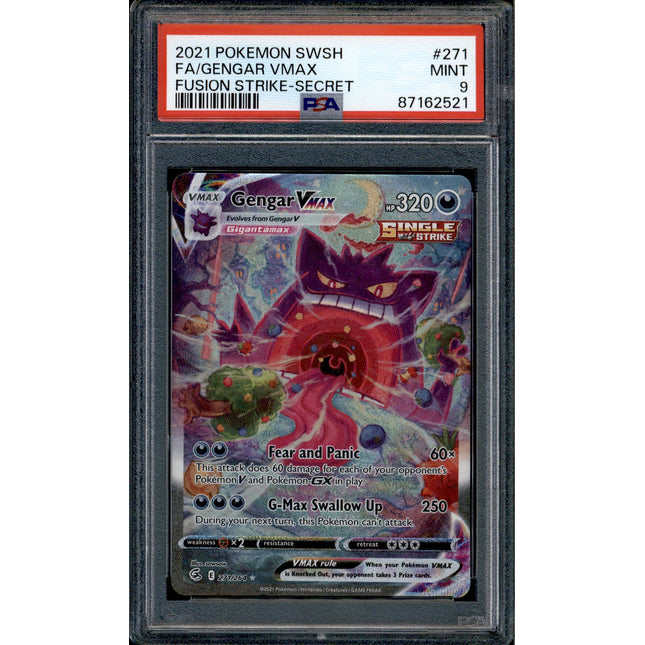 Gengar Vmax - 271/264 - PSA 9 - Alt Art - Fusion Strike - Pokemon - 62521