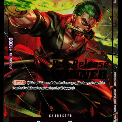 Roronoa Zoro - P-045 - NM - Pre-release Winner - Promo - One Piece - OP1-43