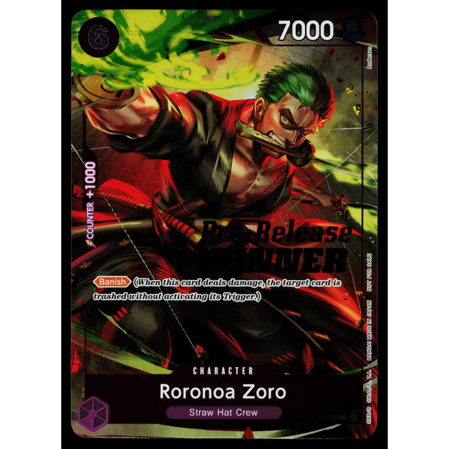 Roronoa Zoro - P-045 - NM - Pre-release Winner - Promo - One Piece - OP1-43