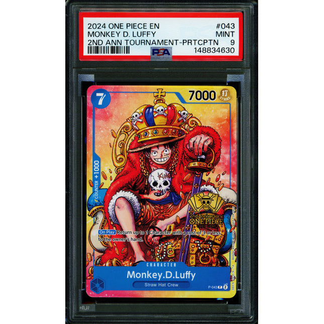 Monkey D Luffy - P-043 - PSA 9 - 2nd Anniversary - English - One Piece - 148-05