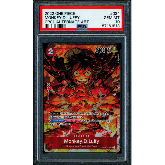 Monkey D Luffy - OP01-024 - PSA 10 - Alt Art - OP01 - One Piece - 61813