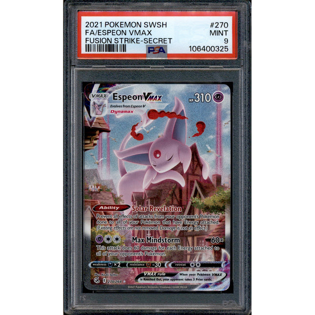 Espeon Vmax - 270/264 - PSA 9 - Alt Art - Fusion Strike - Pokemon - 10684