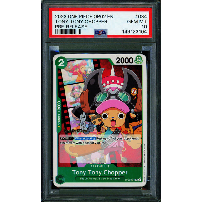 Tony Tony Chopper - OP02-034 - PSA 10 - Pre Release - English - One Piece - 149-31