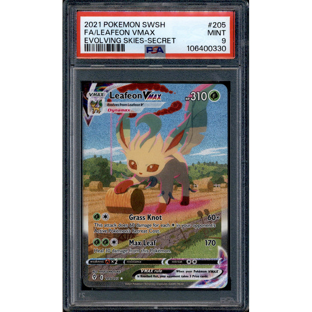 Leafeon Vmax - 205/203 - PSA 9 - Alt Art - Evolving Skies - Pokemon - 10686