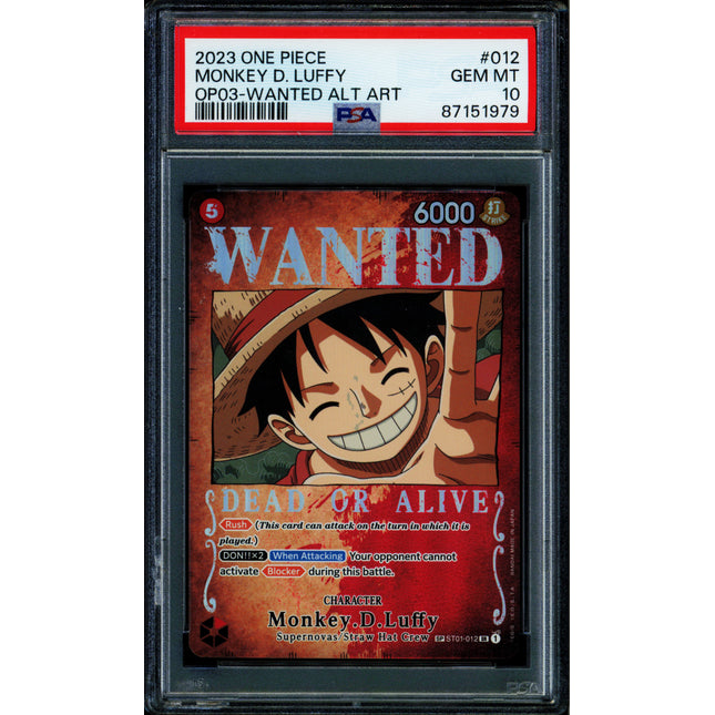 Monkey D Luffy - ST01-012 - PSA 10 - Alt Art - Wanted - One Piece - 519