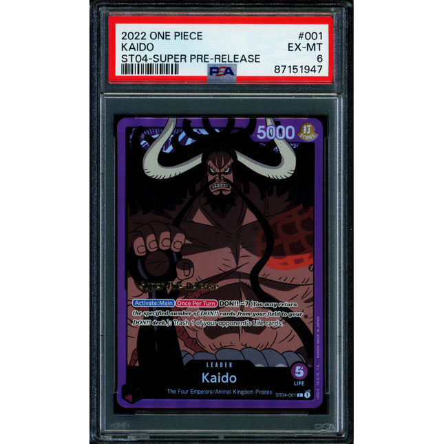 Kaido - ST04-001 - PSA 6 - Alt Art - Super Pre-Release - One Piece - 519