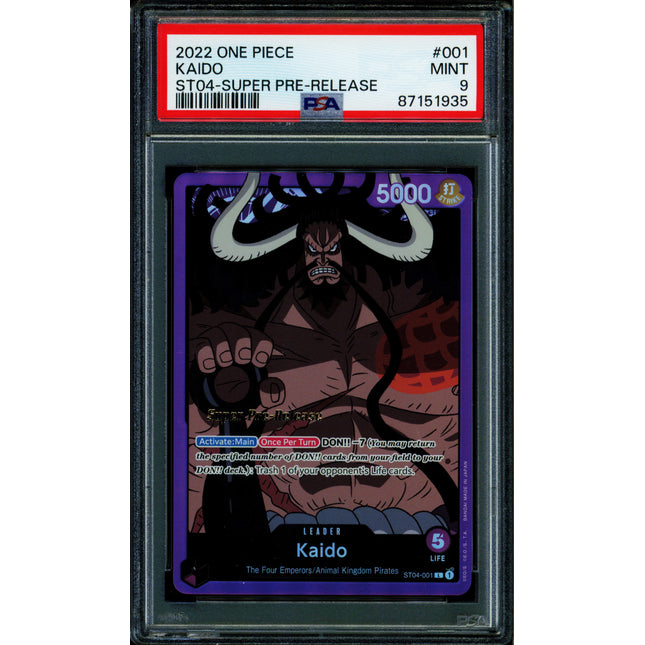 Kaido - ST04-001 - PSA 9 - Alt Art - Super Pre-Release - One Piece - 519