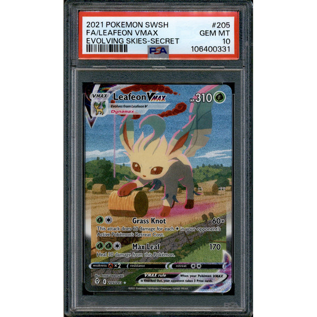 Leafeon Vmax - 205/203 - PSA 10 - Alt Art - Evolving Skies - Pokemon - 10685
