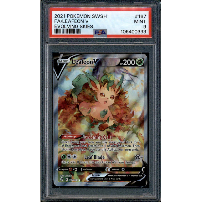 Leafeon V - 167/203 - PSA 9 - Alt Art - Evolving Skies - Pokemon - 10646