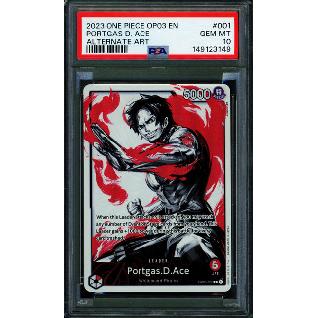 Portgas D Ace - OP03-001 - PSA 10 - Alternate Art - English - One Piece - 149-32