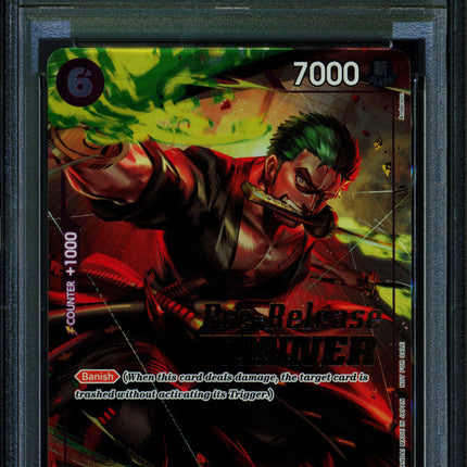Roronoa Zoro - P-045 - PSA 9 - Pre Release Winner - English - One Piece - 139