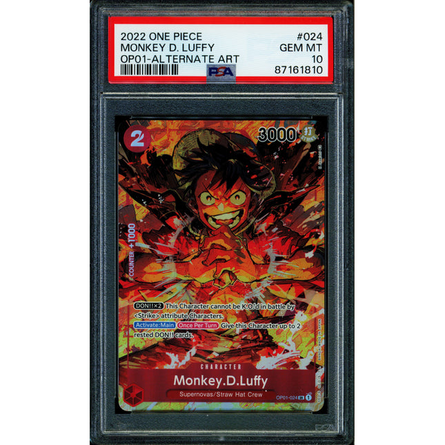 Monkey D Luffy - OP01-024 - PSA 10 - Alt Art - OP01 - One Piece - 61810