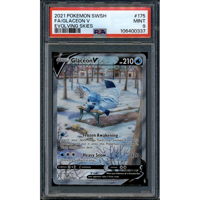 Glaceon V - 175/203 - PSA 9 - Alt Art - Evolving Skies - Pokemon - 10651