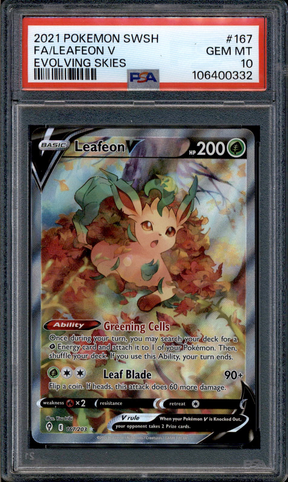 leafeon v pokemon card value pokemon SWSH07: Evolving Skies Leafeon V (Alternate Full Art) Holofoil / Lightly Played