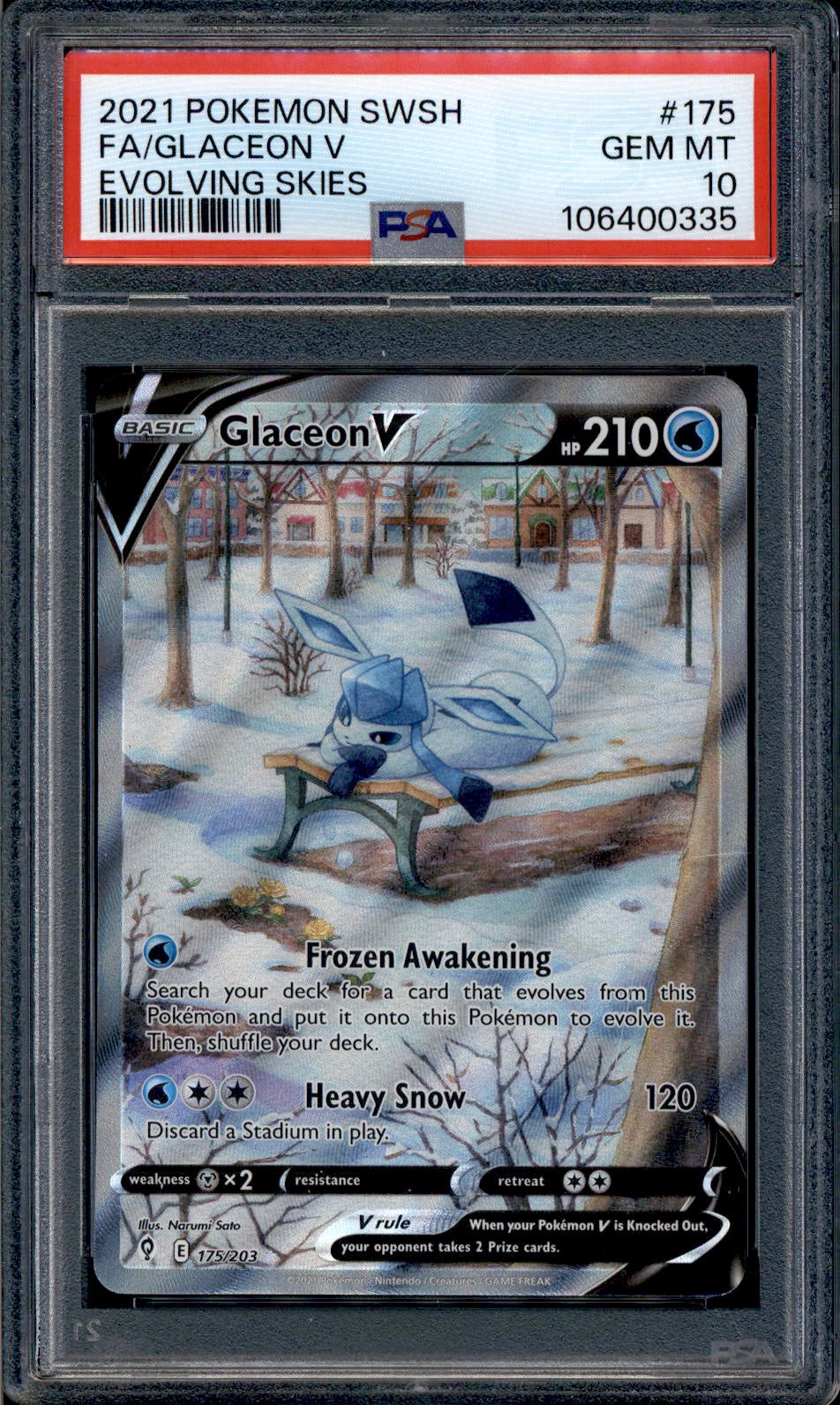 glaceon v pokemon card price Glaceon V - 175/203 - PSA 10 - Alt Art - Evolving Skies - Pokemon