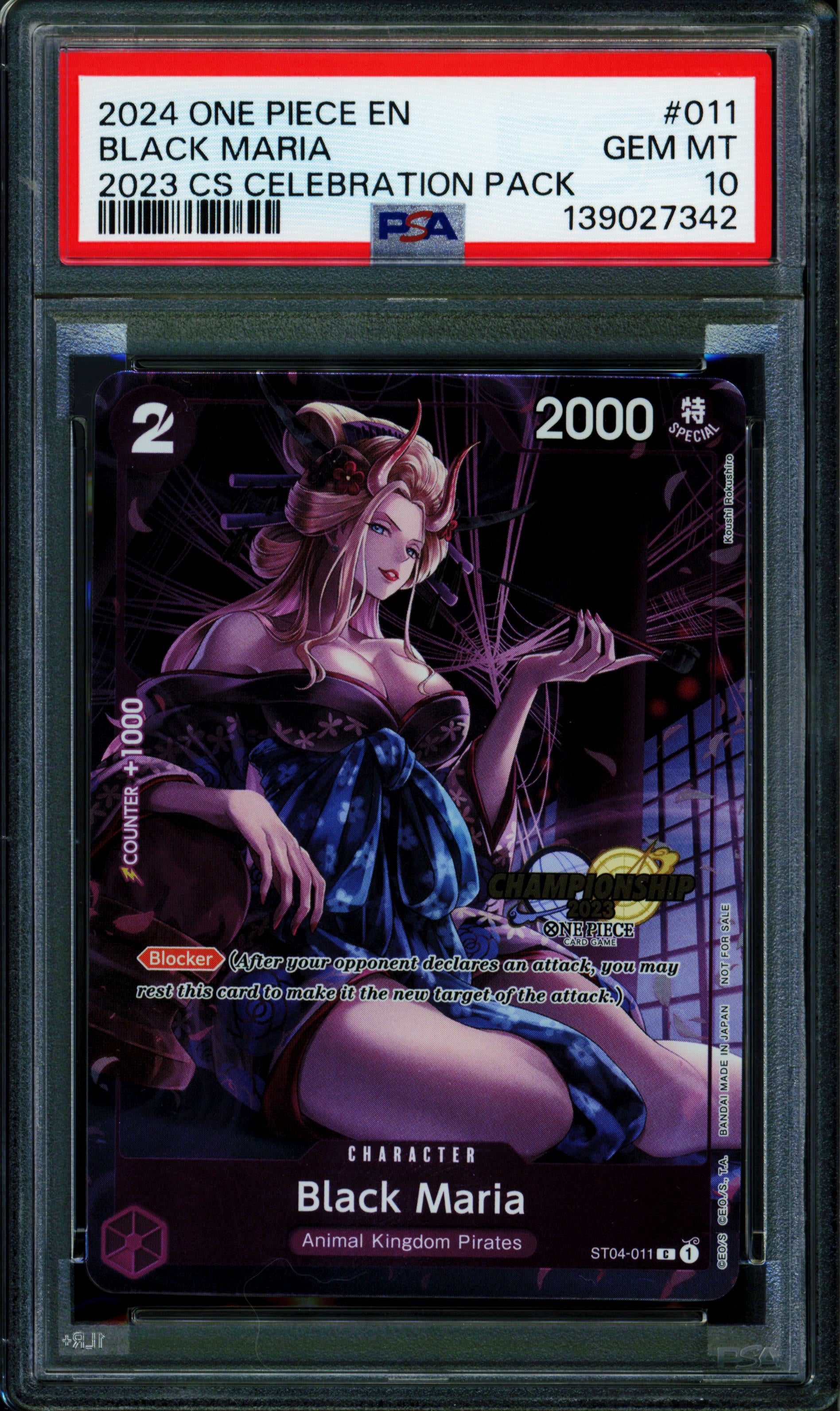 black maria one piece card game Black Maria - ST04-011 - PSA 10 - Championship 2024 - English