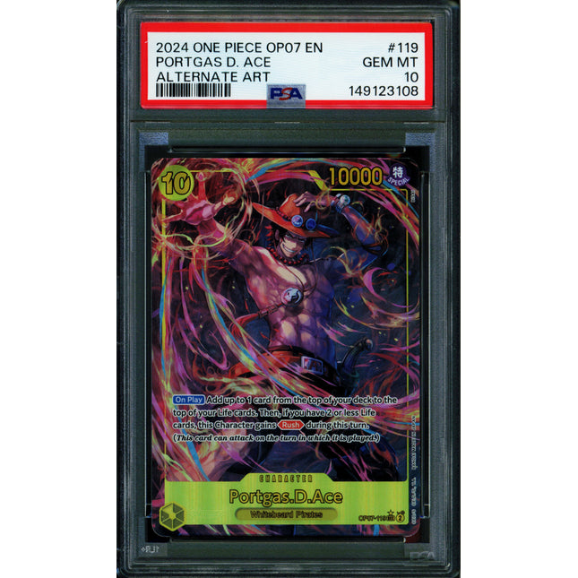 Portgas D Ace - OP07-119 - PSA 10 - Alternate Art - English - One Piece - 149-15