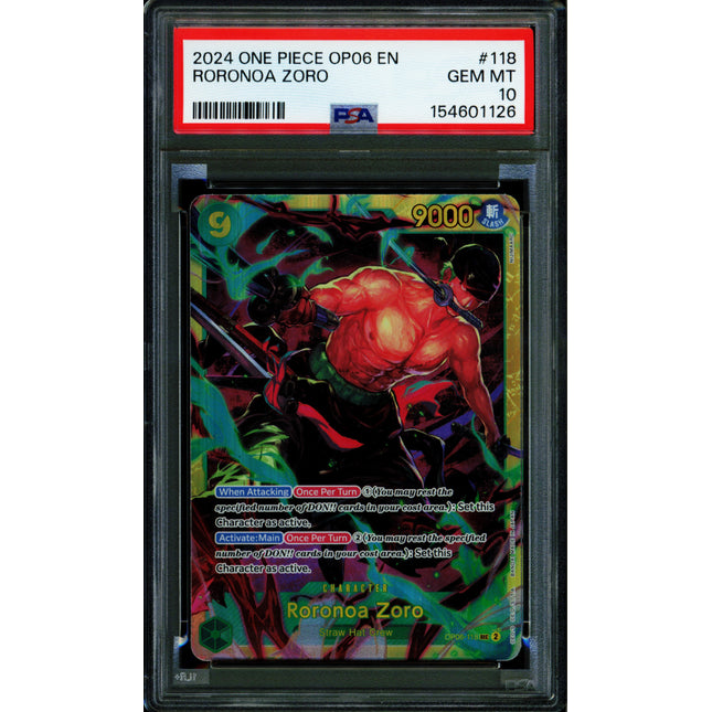 Roronoa Zoro - OP06 118 - PSA 10 - SEC - English - One Piece - 154-22