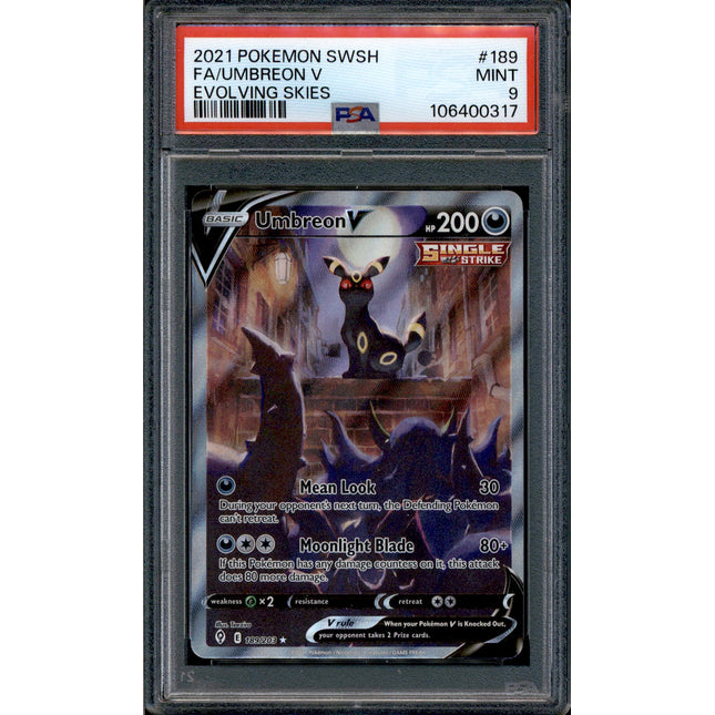 Umbreon V - 189/203 - PSA 9 - Alt Art - Evolving Skies - Pokemon - 10663