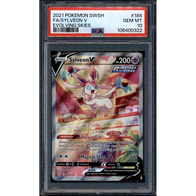 Sylveon V - 184/203 - PSA 10 - Alt Art - Evolving Skies - Pokemon - 10665