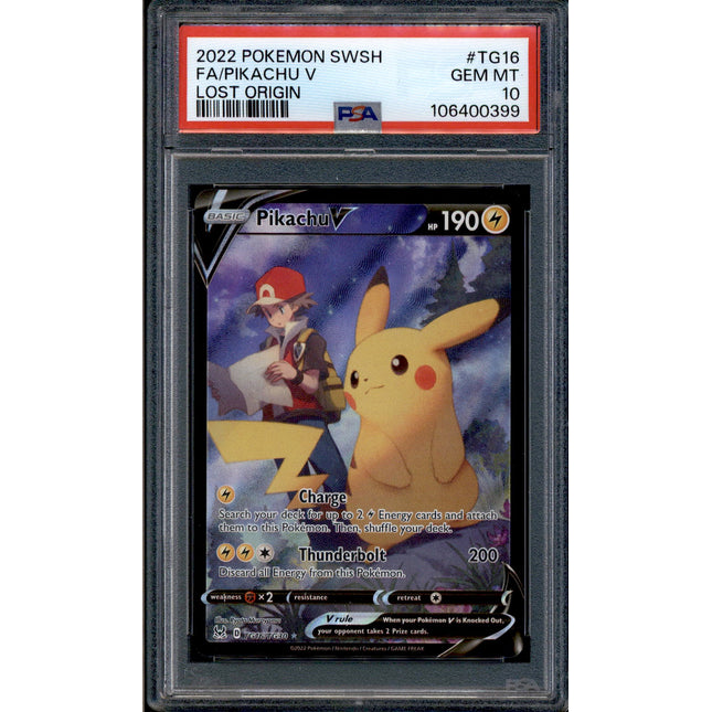 Pikachu V - TG16/TG30 - PSA 10 - Full Art - Lost Origin - Pokemon
