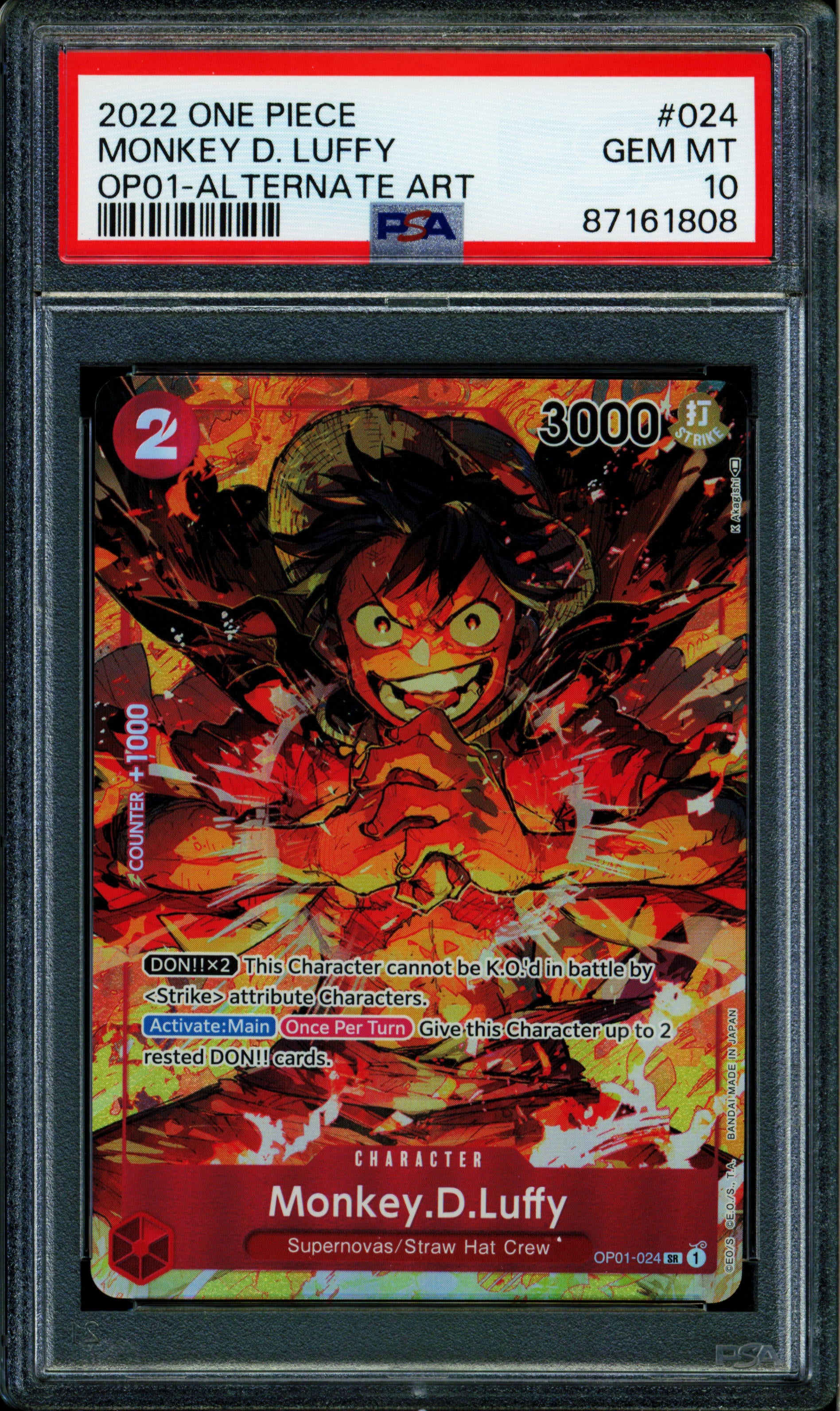 one piece graded cards price Monkey D Luffy - OP01-024 - PSA 10 - Alt Art - OP01 - One Piece
