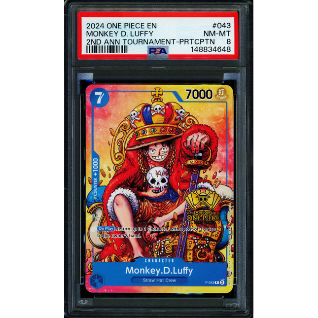 Monkey D Luffy - P-043 - PSA 8 - 2nd Anniversary - English - One Piece - 148-06
