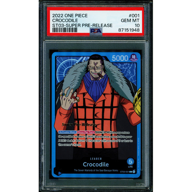 Crocodile - ST03-001 - PSA 10 - Super Pre-Release - English - One Piece - 519