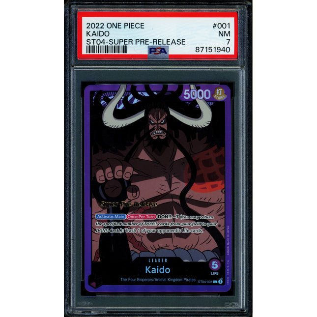 Kaido - ST04-001 - PSA 7 - Alt Art - Super Pre-Release - One Piece - 519