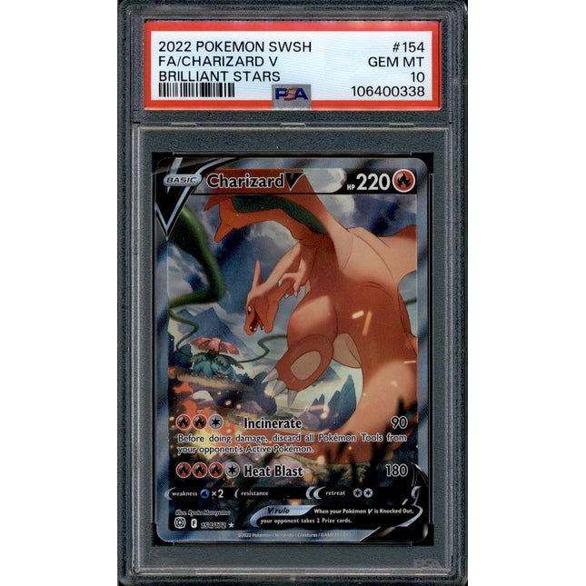 Charizard V - 154/172 - PSA 10 - Alt Art - Brilliant Stars - Pokemon - 10652