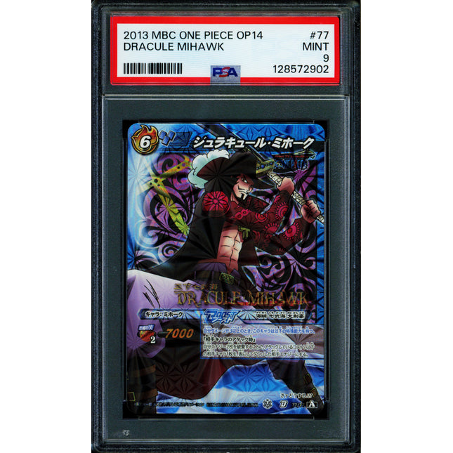Dracule Mihawk - 77/77 OP14 - PSA 9 - B Rare - Japanese - Carddass - One Piece - 72902