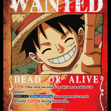 Monkey D Luffy - ST01-012 - NM - Wanted Parallel - Alternate Art - One Piece - OP1-20