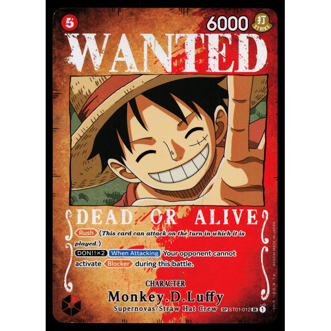 Monkey D Luffy - ST01-012 - NM - Wanted Parallel - Alternate Art - One Piece - OP1-20