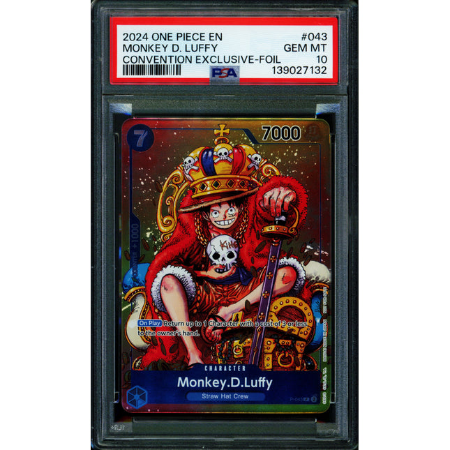 Monkey D Luffy - P-043 - PSA 10 - Convention Foil - English - One Piece - 139