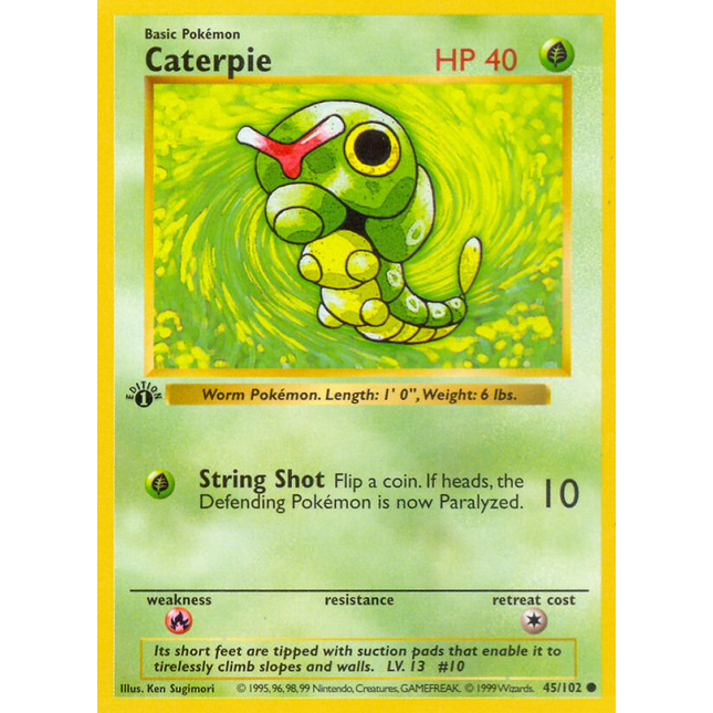 Caterpie (45/102) (Shadowless) [Base Set 1st Edition]