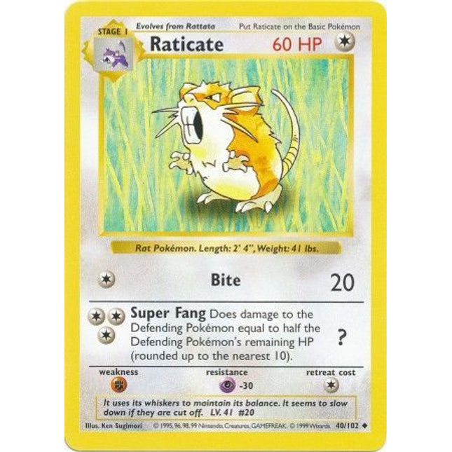 Raticate (40/102) [Base Set (Shadowless)]