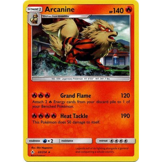 Arcanine (22/214) (Cosmos Holo) [Sun & Moon: Unbroken Bonds]