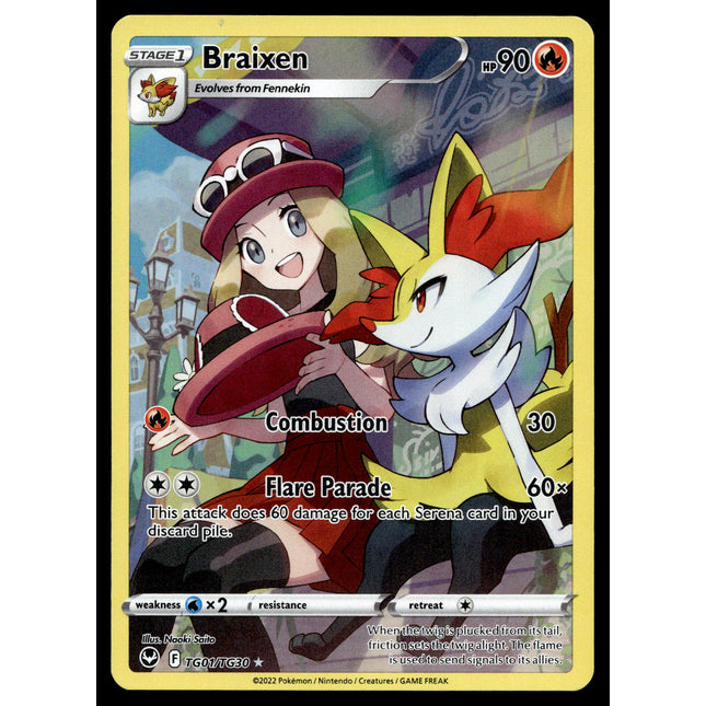 Braixen - TG01/TG30 - NM - Full Art - Silver Tempest - Pokemon - A6-6