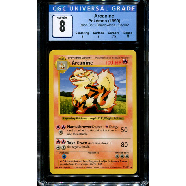 Arcanine - 23/102 - CGC 8 - Shadowless - Base Set - Pokemon - 36153